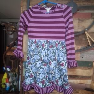 Matilda Jane Purple Stripe and Floral Knit Dress